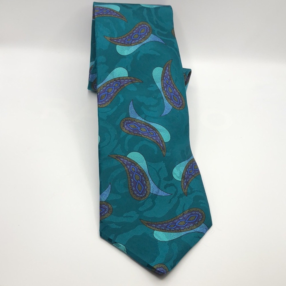 Croft & Barrow Mens Pure 100% Silk Paisley Designer Executive Neck Tie EC